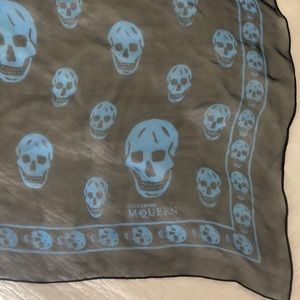 Alexander McQueen Black and Blue Skull Scarf